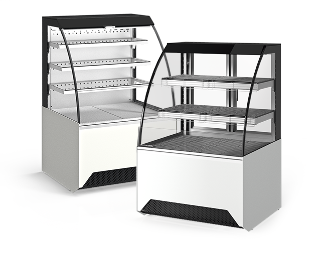 VISTA Grab'n'Go refrigerada com costas e modelo aquecido com portas de serviço. VISTA Grab'n'Go refrigerada com costas e modelo aquecido com portas de serviço.